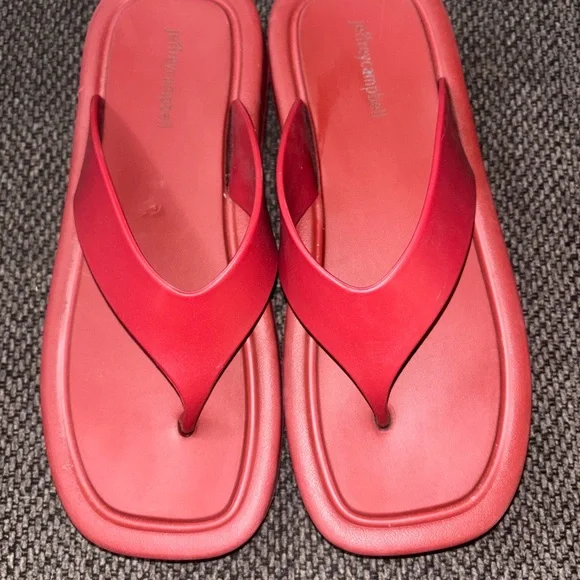 Jeffery Campbell Red Flip-Flops platform size 9 - Picture 2 of 5